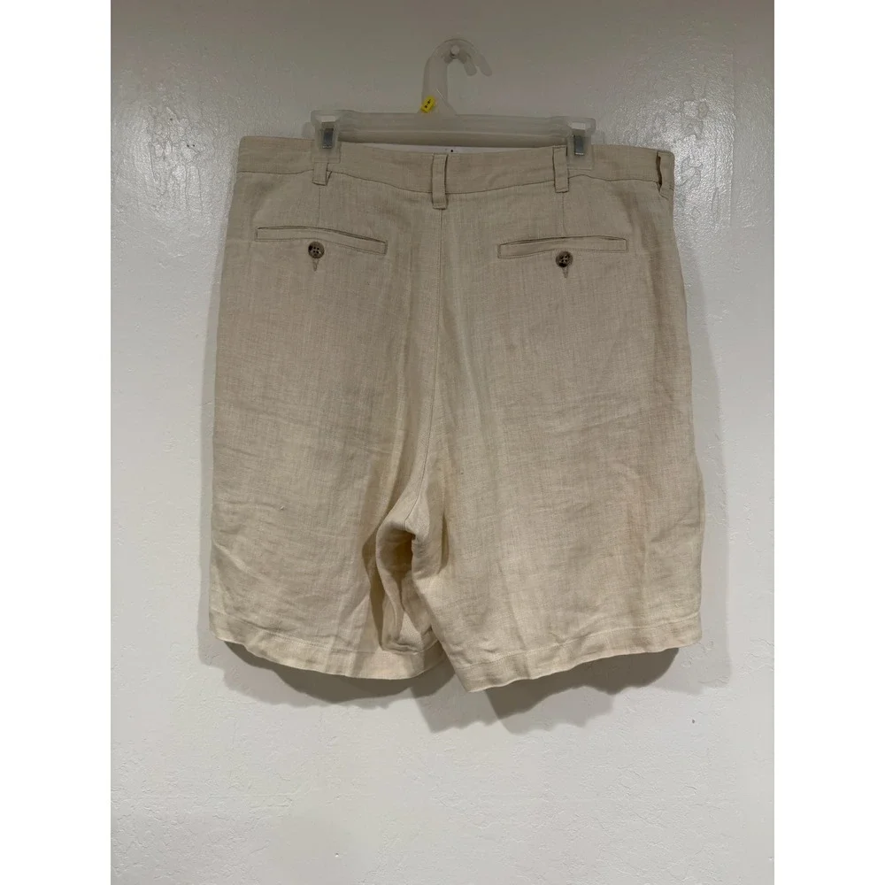 Banana Republic Classic Beige Cream Linen Pleated Mens Shorts size 38